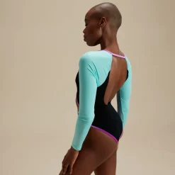 Flu3nte Colorblock Long Sleeve Cut Out One Piece-Speedo Fashion