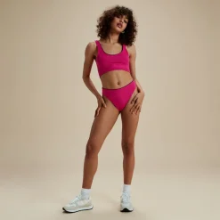 Flu3nte Embossed Solid Cropkini-Speedo Hot