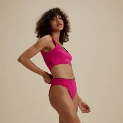 Flu3nte Embossed Solid Cropkini-Speedo Hot