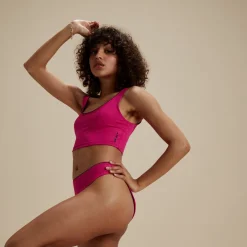 Flu3nte Embossed Solid Cropkini-Speedo Hot