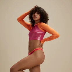 Flu3nte Foil Long Sleeve Crop Top-Speedo New