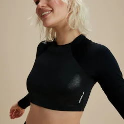 Flu3nte Foil Long Sleeve Crop Top-Speedo Fashion
