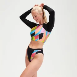 Flu3nte Print Long Sleeve Crop Top-Speedo Discount