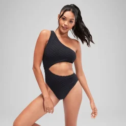 Flu3nte Terry Asymmetrical Cut Out One Piece-Speedo Fashion