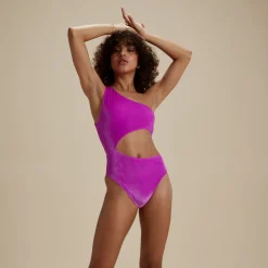 Flu3nte Velour Asymmetrical Cut Out One Piece-Speedo Outlet