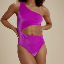 Flu3nte Velour Asymmetrical Cut Out One Piece-Speedo Outlet