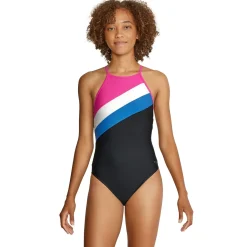 High Neck Colorblock Tie Back One Piece-Speedo Discount