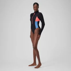 Long Sleeve Colorblock Zip One Piece-Speedo Outlet