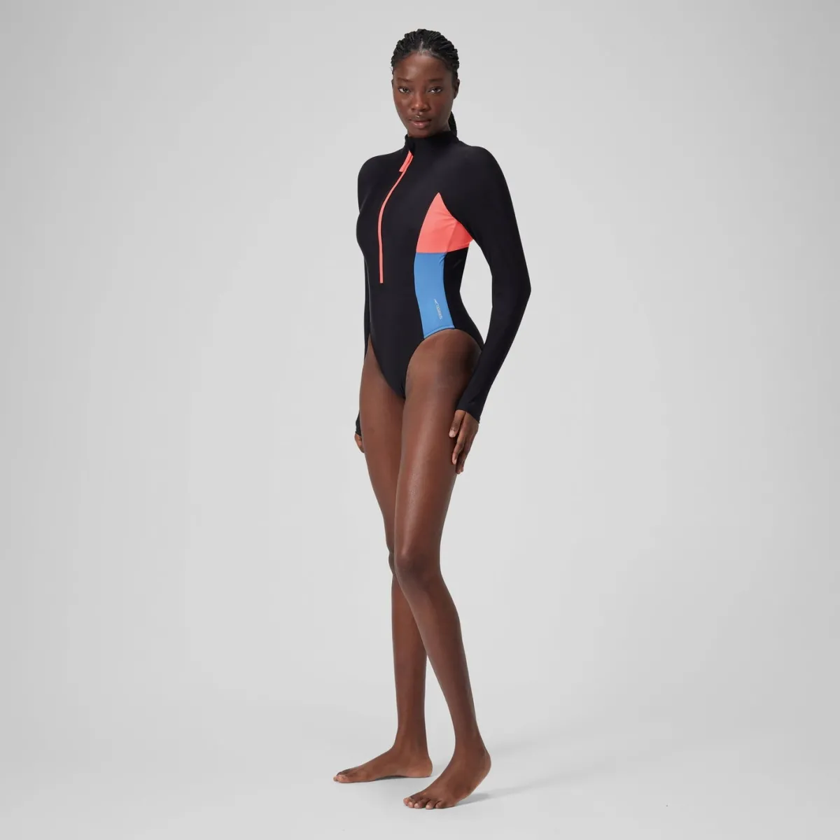 Long Sleeve Colorblock Zip One Piece-Speedo Outlet