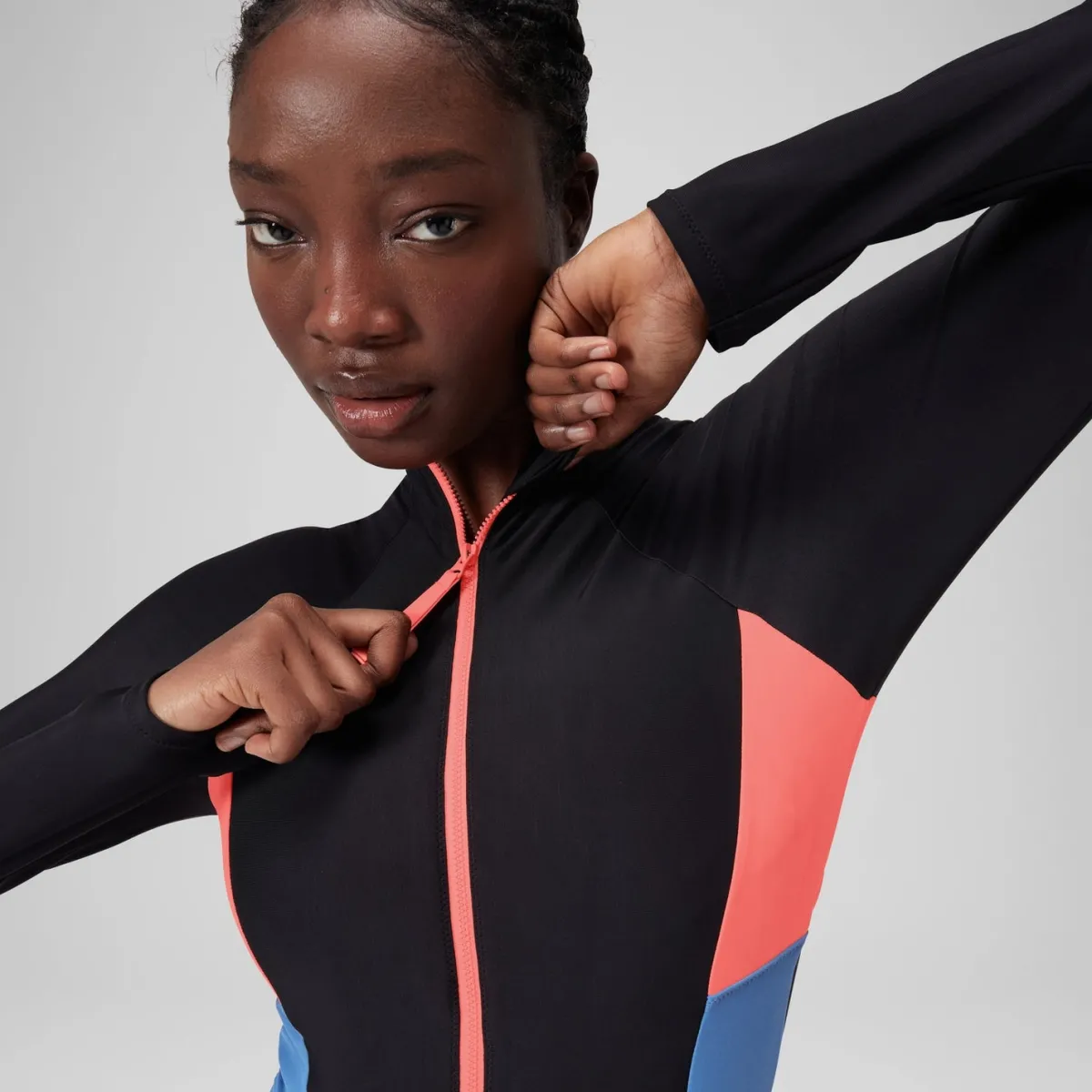 Long Sleeve Colorblock Zip One Piece-Speedo Outlet