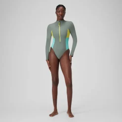 Long Sleeve Colorblock Zip One Piece-Speedo Online