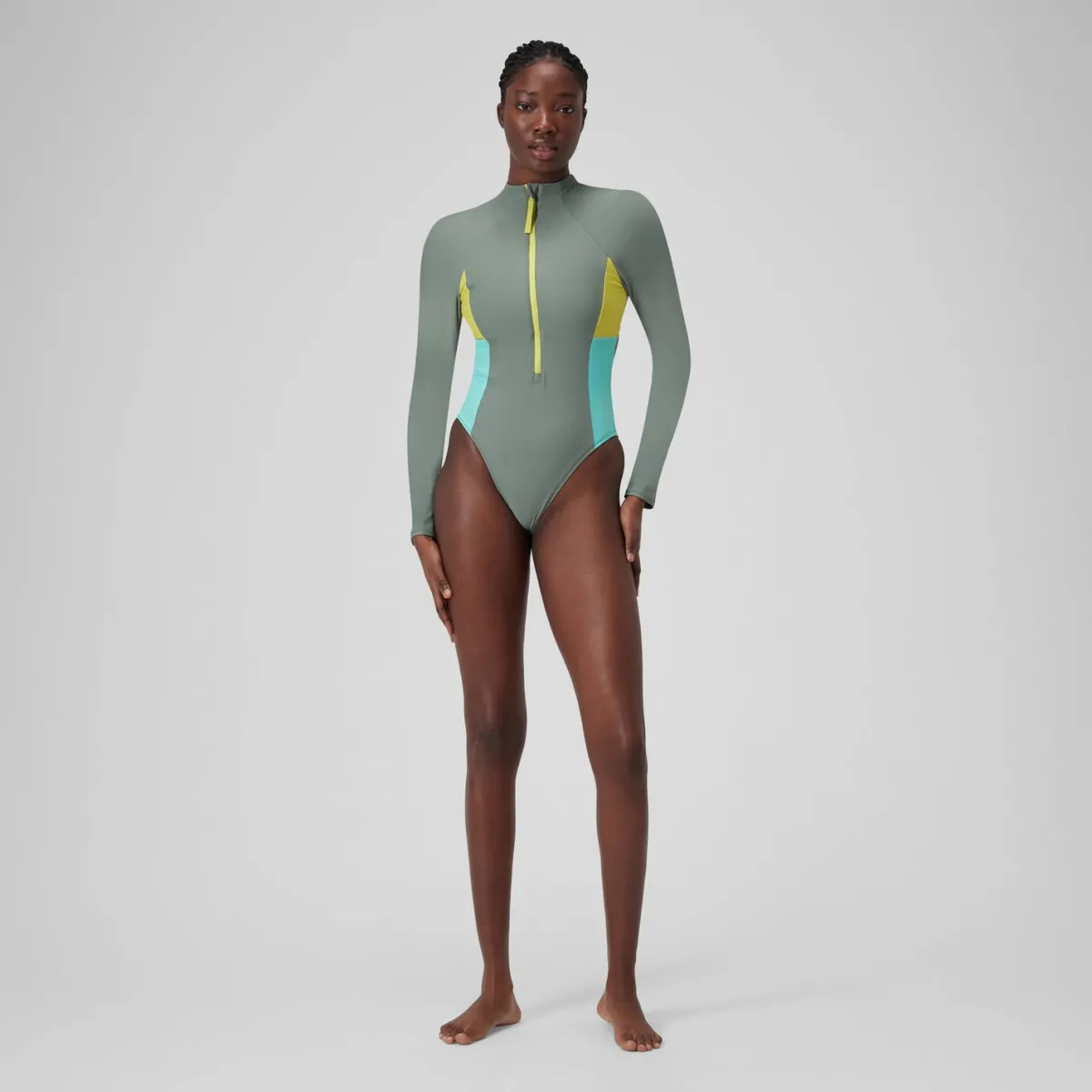 Long Sleeve Colorblock Zip One Piece-Speedo Online