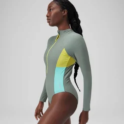 Long Sleeve Colorblock Zip One Piece-Speedo Online