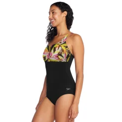 Print Blocked Square Neck One Piece-Speedo Fashion