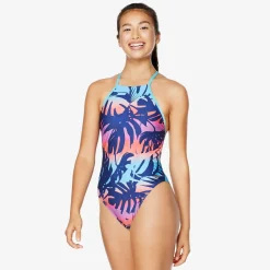 Printed High Neck One Piece-Speedo Outlet