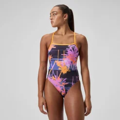 Printed Web Back One Piece-Speedo Hot