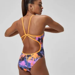 Printed Web Back One Piece-Speedo Hot