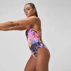 Printed Web Back One Piece-Speedo Hot