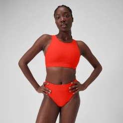 Solid Highneck Top with Mesh-Speedo Fashion