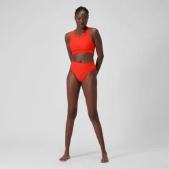 Solid Highneck Top with Mesh-Speedo Fashion