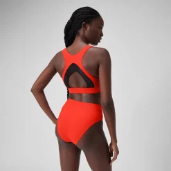Solid Highneck Top with Mesh-Speedo Fashion