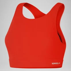 Solid Highneck Top with Mesh-Speedo Fashion