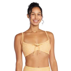 Textured Stripe Tie Front Bandeau Top-Speedo New