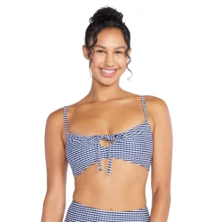 Textured Stripe Tie Front Bandeau Top-Speedo Best