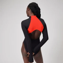 Women's Colourblock Long Sleeve Zip Swimsuit-Speedo Fashion