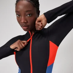Women's Colourblock Long Sleeve Zip Swimsuit-Speedo Fashion