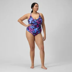 Women's Shaping Printed V Neck One Piece (+)-Speedo Sale