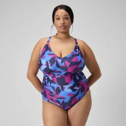 Women's Shaping Printed V Neck One Piece (+)-Speedo Sale