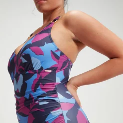 Women's Shaping Printed V Neck One Piece-Speedo Sale