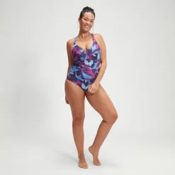 Women's Shaping Printed V Neck One Piece-Speedo Sale